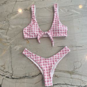 UNWORN pink plaid bikini set